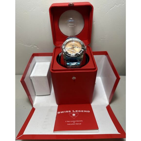 NEW RARE Swiss Legend Automatic Men’s Watch SL-90020-99 Orange w/ Winder Case main image 5